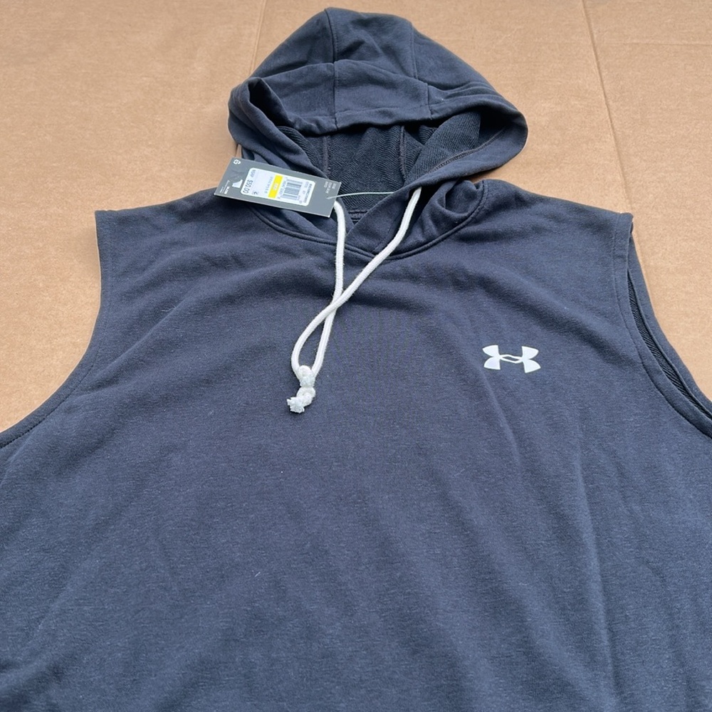 Mens sleeveless hoodie UA Icon Fleece Medium Black Nwt